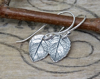 Sterling Silver Tiny Leaf Earrings | Artisan Sterling Silver Leaf Earrings | Artisan Silver Jewelry | Gift For Gardener | Rose Leaf Earrings