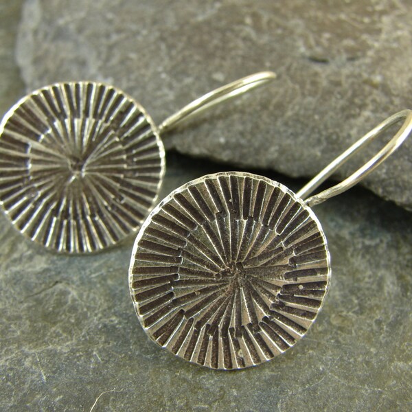 Handmade Sterling Silver Textured Disk Earrings | Artisan Silver Earrings | Minimalist Earrings | Handmade Silver Earrings - ER-13