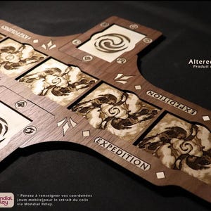Plateau de jeu avec jetons + boîte de rangement TCG Altered personnalisé en bois
