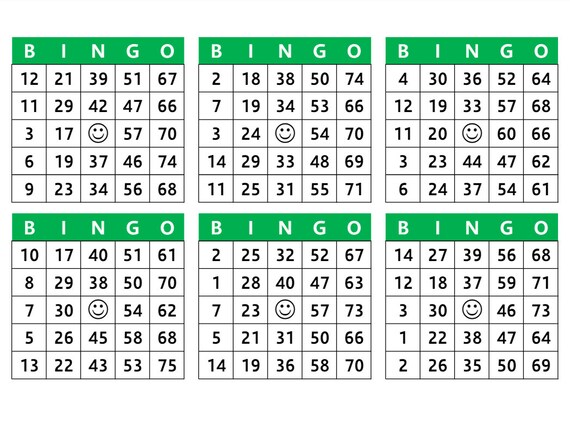 BINGO Cards | 180 Count | Green Header - Etsy