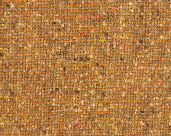 Donegal Tweed Wool Fabric: Dark Tan & Gold Basket Weave 11x16