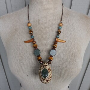 1905 Hand Painted Pervian Ceramic & Wooden Beads 1905 Hand Painted Pervian Ceramic & Wooden Beads