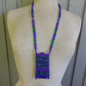 Sacchetto per collana di perline con nappe in viola, verde acqua, blu cobalto 10 x 5,3 cm 4" x 2 1/8" Sacchetto per medicine Custodia in cristallo per amuleto Wiccan
