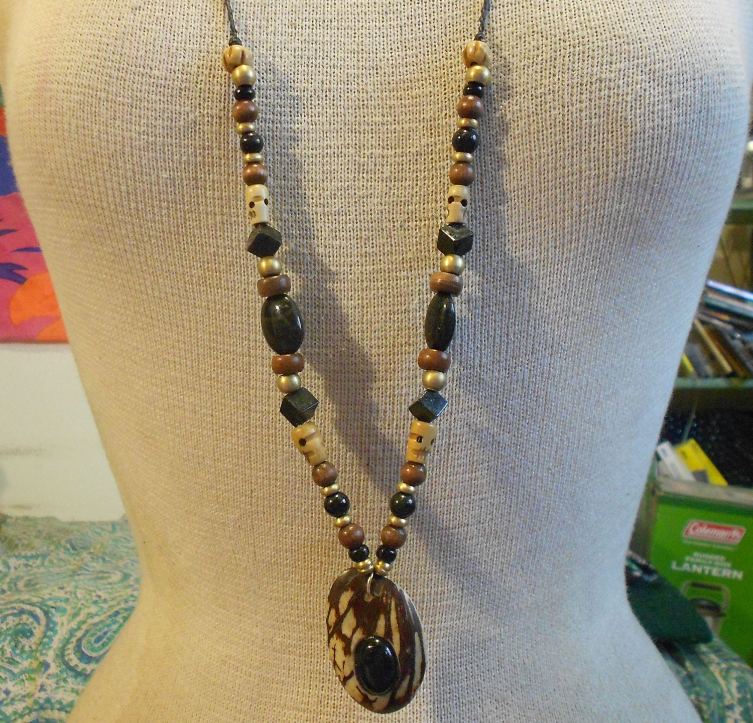 Onyx Carved Cruelty Free Tagua Nut Amulet Necklace With Etsy
