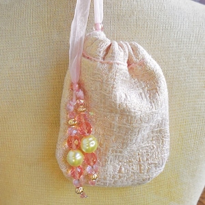 Sacchetto reversibile in seta d'acqua salmone broccato oro rosa rosa 15,5 x 11,5 cm. (6 "x 4 1/2") Regalo Borsa per medicinali Tubo Custodia in cristallo Custodia per rune