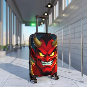 Grinning Devil Face Suitcase - Travel Luggage