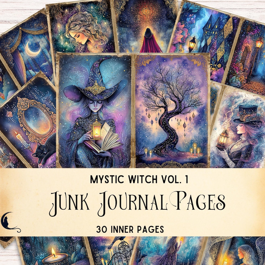 Mystic Witch Junk Journal Pages, Printable Grimoire, Witchcraft Themed ...