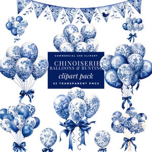 Toile ballon clipart, chinoiserie ballonnen en vlaggenslinger, commercieel gebruik, babyshower toile de jouy png-clipart, uitnodigingen voor feest douche