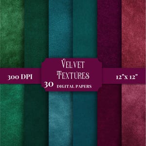 Rich Jewel Toned Velvet Background Digital Paper, Luxurious Textures for Scrapbooking, DIY Crafts, Invitations, Journals, Commercial Use JPG