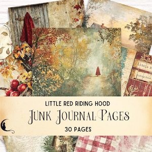 Little Red Riding Hood Junk Journal, Digital Printable Ephemera, Vintage Fairytale Scrapbook Background Pages, Storybook DIY Craft Supplies