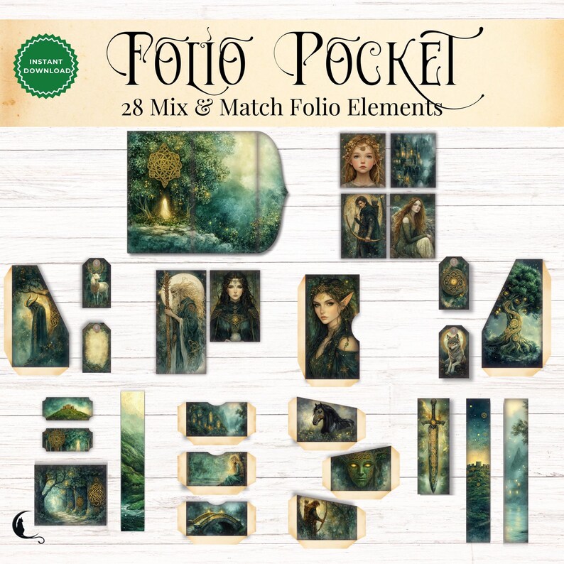 Celtic Myth & Magic Junk Journal Folio Kit Printable Pocket, Fantasy ...