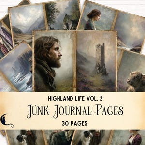 Scottish Highlands Junk Journal Kit, Scotland Vintage Ephemera, Tartan Plaid Digital Scrapbook Paper, Unique Highlander DIY Craft Supplies