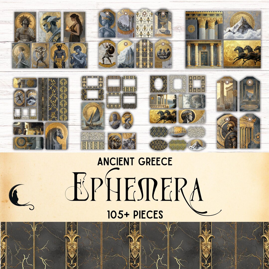 Ancient Greece Junk Journal Ephemera Kit, Printable Ephemera Tags ...