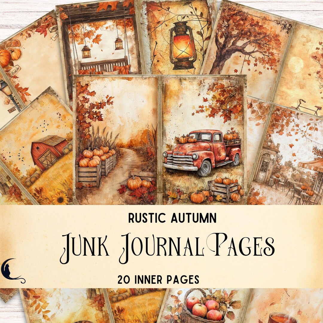 Rustic Autumn Junk Journal Kit, Printable Cottagecore Ephemera, Vintage ...