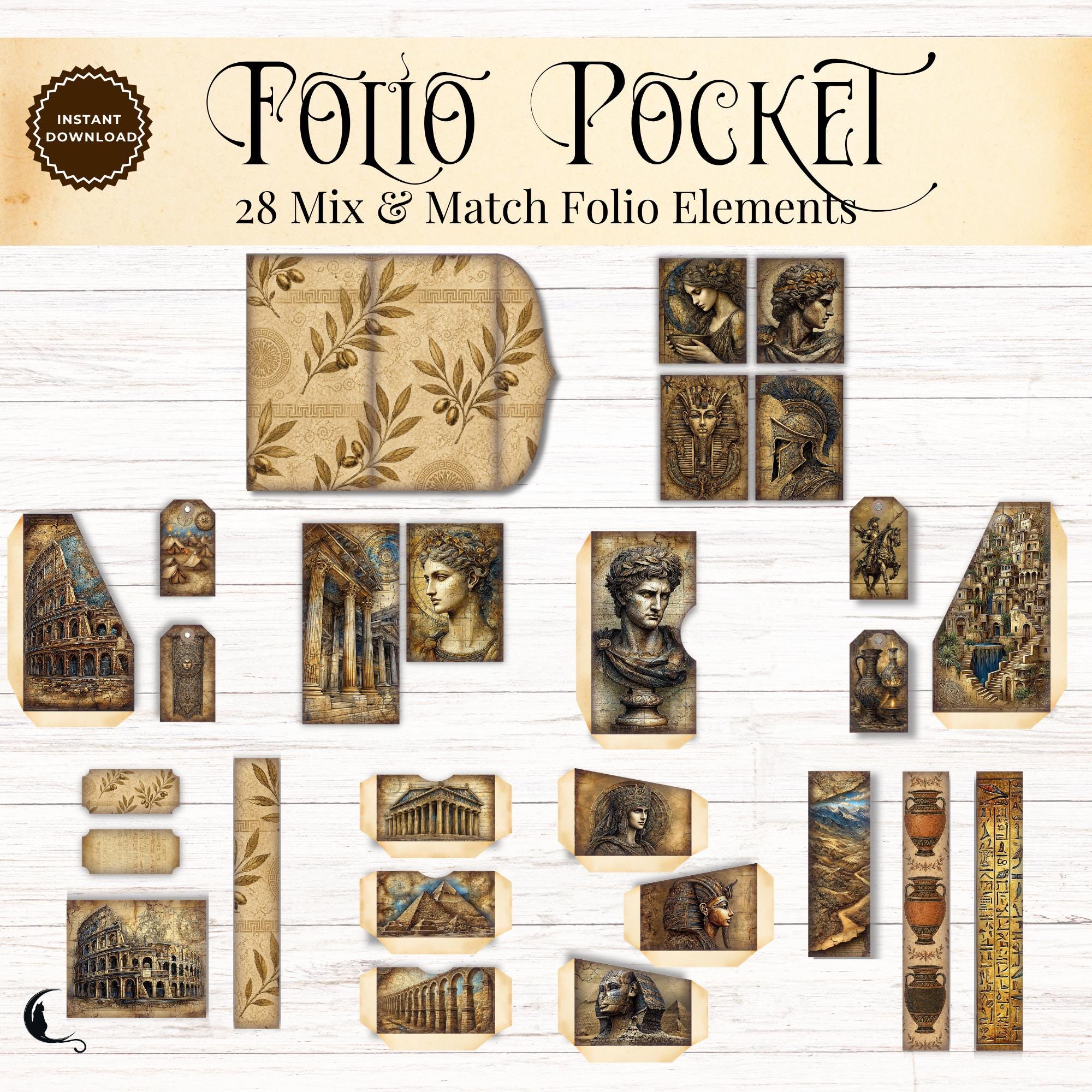 Ancient Worlds Junk Journal Kit, Printable Folio Pocket, Historical ...