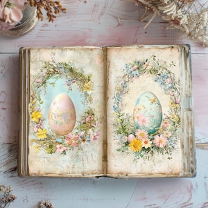 Shabby Chic Easter Junk Journal Pages, Vintage Ephemera, Printable ...
