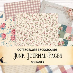 Páginas de relleno para diario basura de estilo cottagecore de verano, efímeras vintage, fondos digitales imprimibles para álbumes de recortes rústicos de estilo campestre, materiales para manualidades