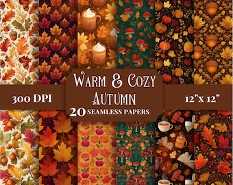 Naadloos, gezellig herfst digitaal papier, printbare patronen, warme gradiënttexturen, herfstachtergronden voor scrapbooking