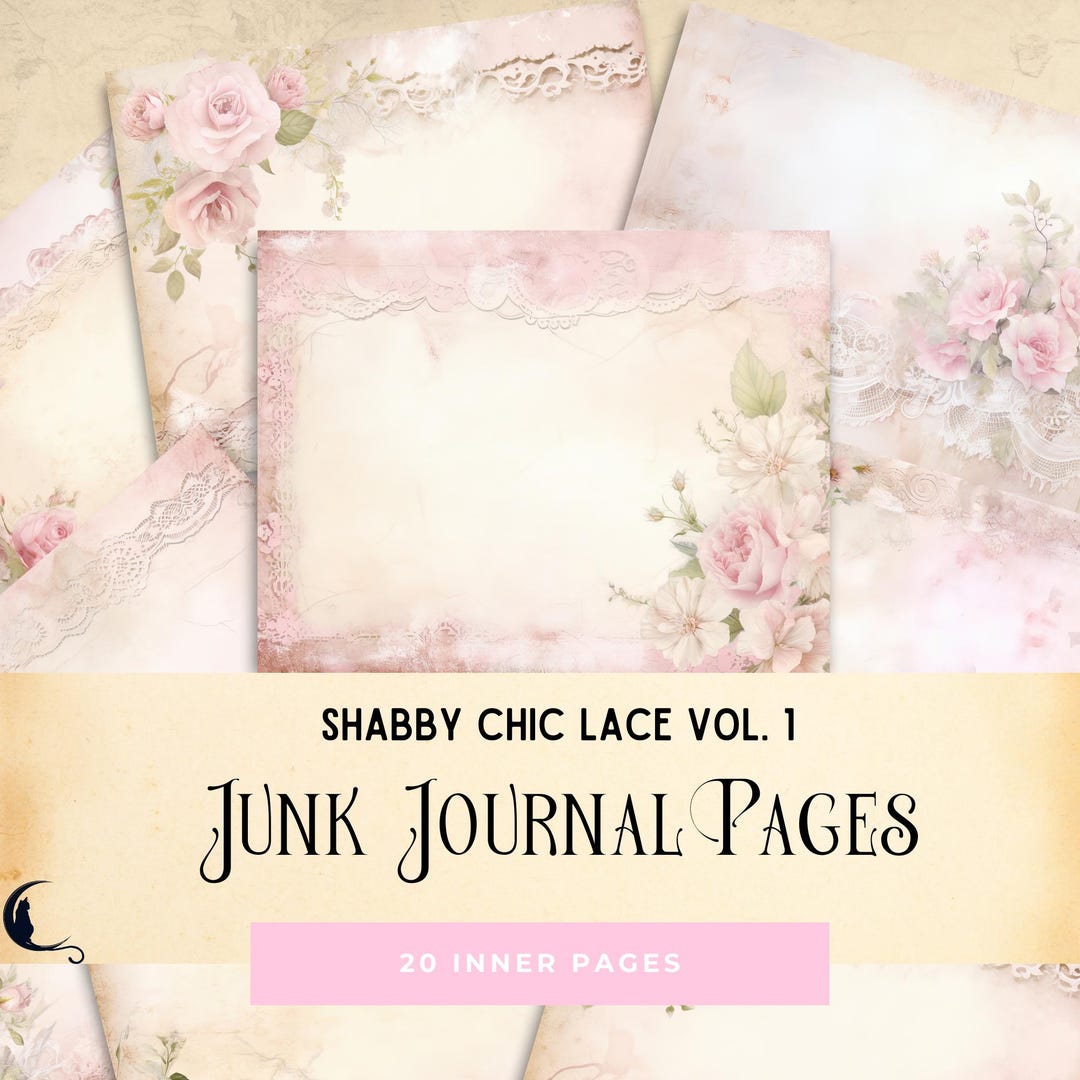 Shabby Chic Vintage Lace Junk Journal Pages, Printable Ephemera ...