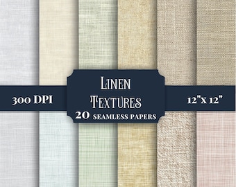 Linen Textures Digital Paper, Seamless Printable Scrapbook Backgrounds, Rustic Fabric Patterns, Instant Download for Crafts, Commercial Use