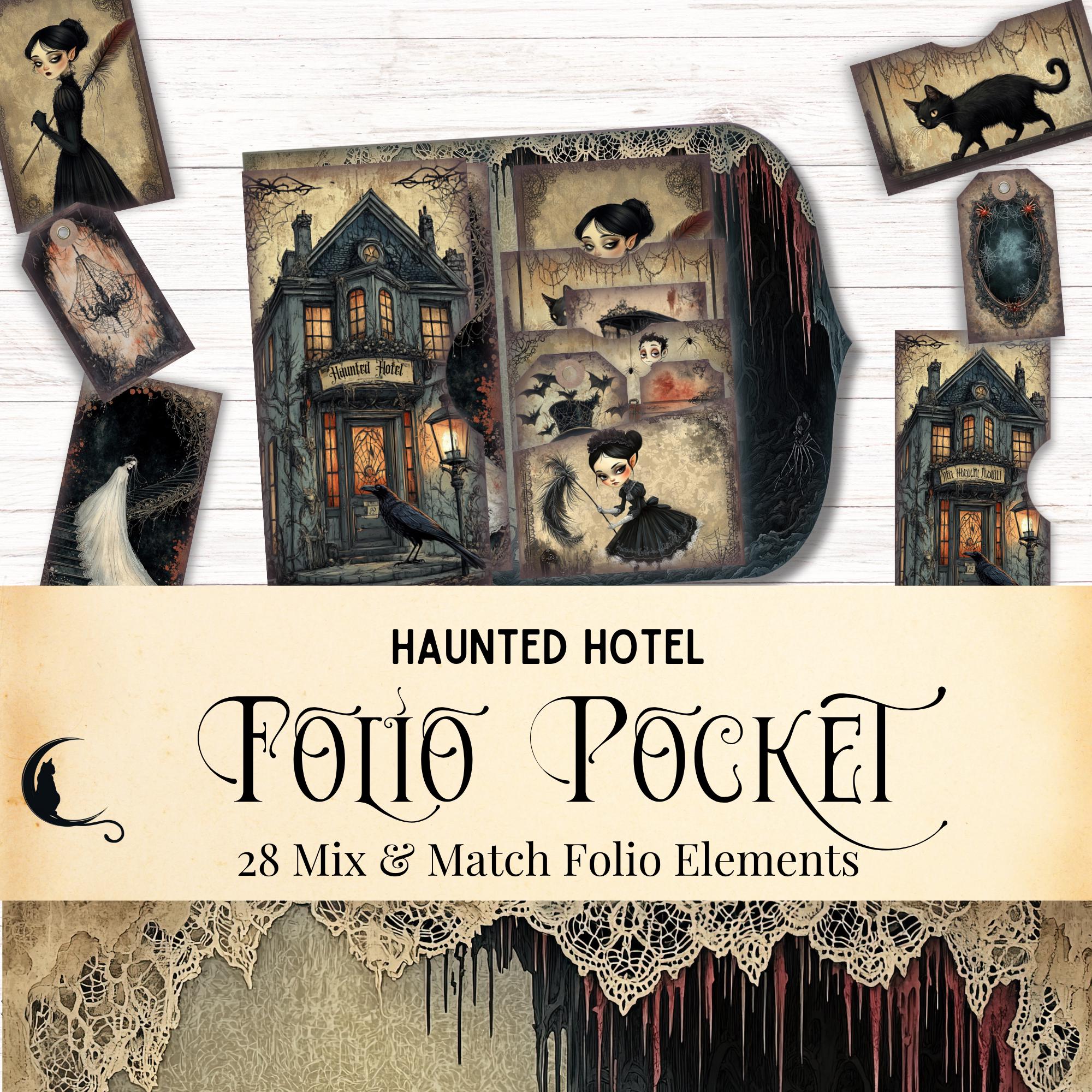 Whimsical Haunted Hotel Junk Journal Folio Kit, Spooky Printable Pocket ...