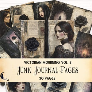 Black Roses Junk Journal gothique victorien veuve en deuil Scrapbook imprimable vintage Collage éphémères sombre Romance esthétique artisanat