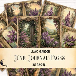 Lilac Garden Junk Journal, Vintage Floral Printable Kit, Scrapbooking Paper, Purple Lavender Ephemera, Perfect for Spring, Craft Supply