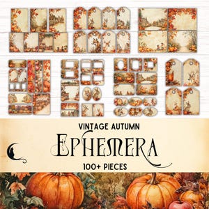 Vintage Autumn Junk Journal Ephemera Kit | Printable Ephemera | Fall Leaves Ephemera | Paper Craft | Scrapbook Paper Kit | Autumn Ephemera