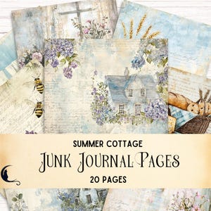 Summer Cottage Junk Journal Pages, Printable Cottagecore Floral Ephemera, Shabby Chic Garden Scrapbooking Backgrounds, DIY Craft Supplies