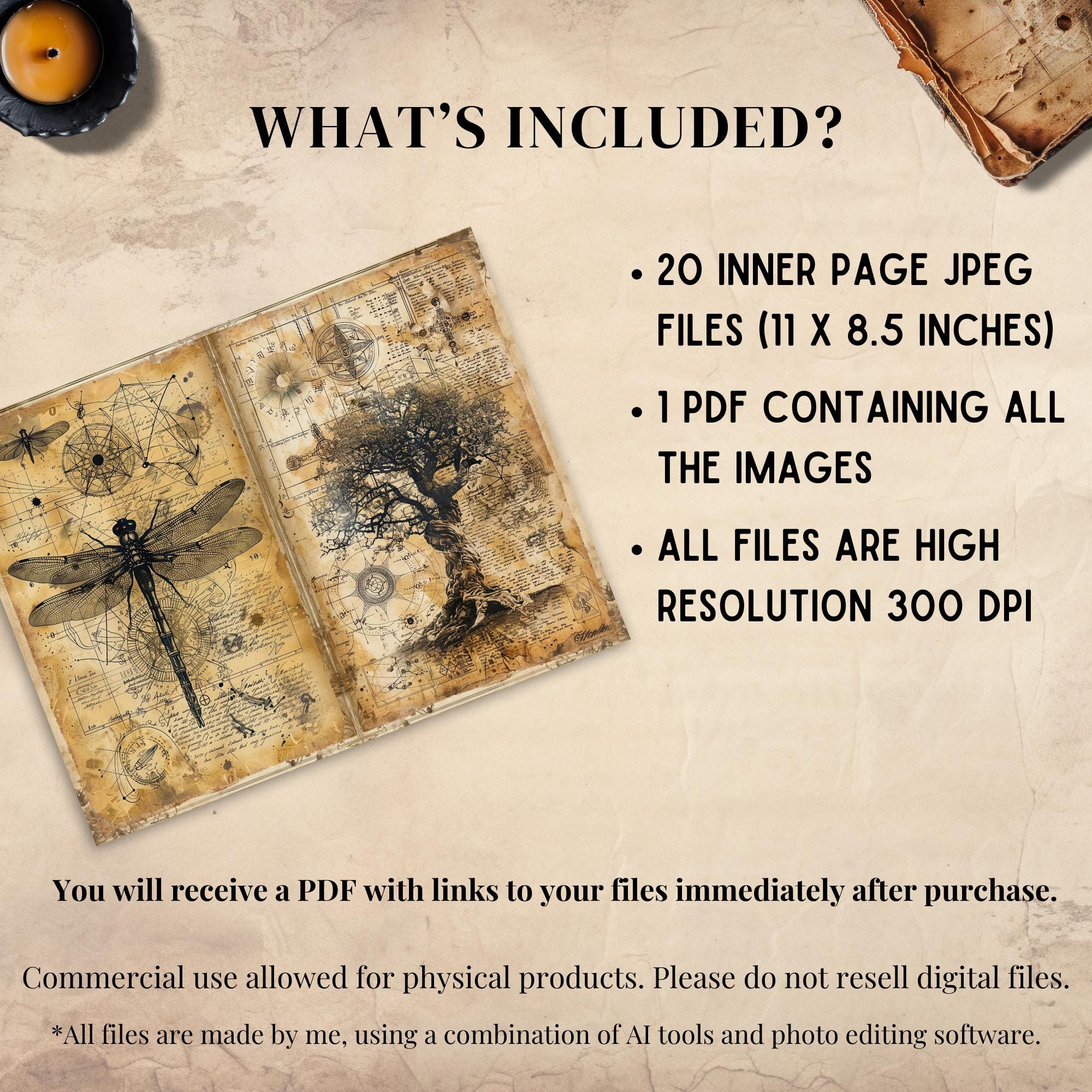 Gothic Manuscript Junk Journal Pages, Printable Medieval Papers
