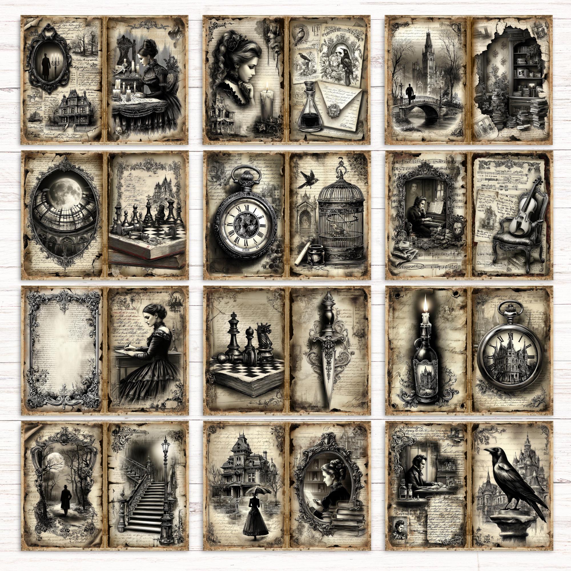 Dark Academia Junk Journal Kit, Printable Pocket Folio, Victorian ...