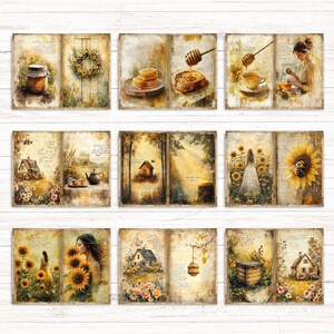Honey Bee Farm Junk Journal Kit, Printable Folio Kit, Vintage Sunflower ...