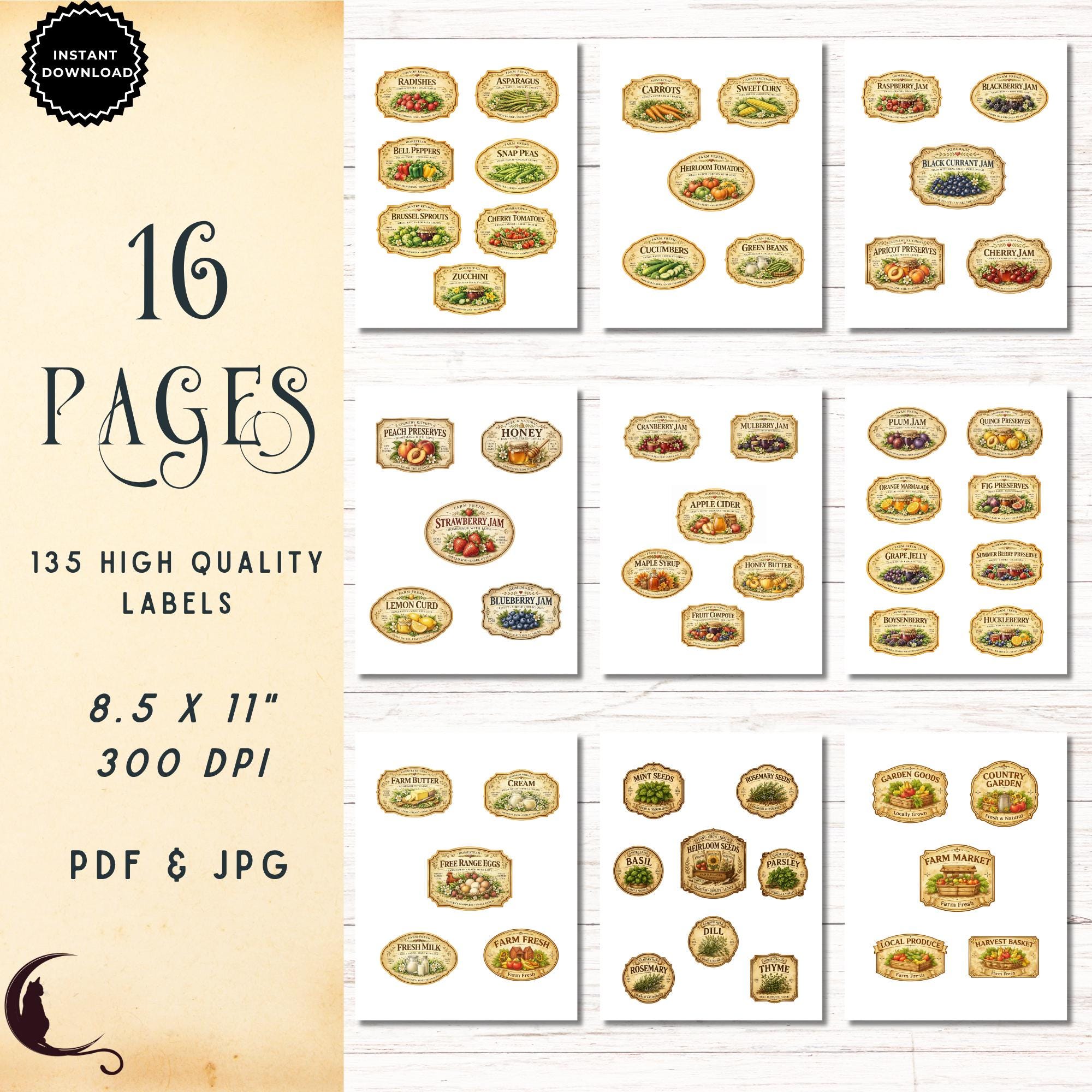 Rustic Farmhouse Labels, Vintage Garden Seeds, Produce Canning Tags ...