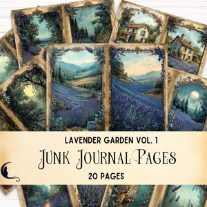 Lavendel Garten Junk Journal Seiten, Printable Kit, Vintage Ephemera, Botanische Blumen, Natur inspiriert Scrapbook Zubehör, Papierhandwerk