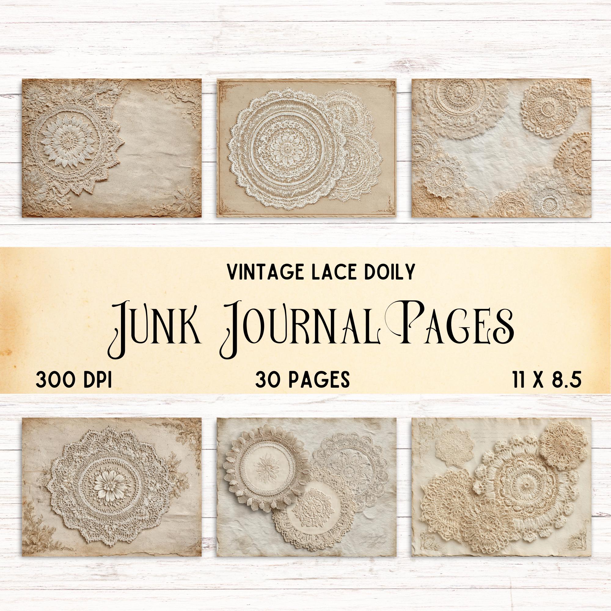 Vintage Lace Doily Digital Paper Pack, Printable Scrapbook Kit