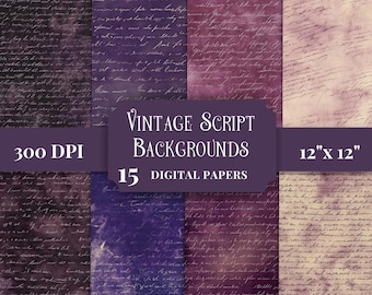 Fondos con escritura vintage morada, papel estilo academia oscura, textura manuscrita antigua, páginas de diario de recortes con aspecto envejecido, álbum de recortes imprimible