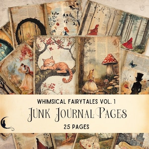 Diario di fiabe stravaganti, Alice nel paese delle meraviglie, La bella addormentata, Cappuccetto Rosso, Ephemera incantata, Kit di scrapbooking fantasy