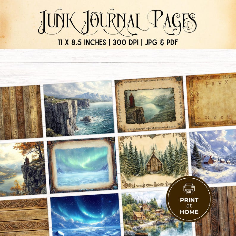 Medieval Norway Junk Journal Kit, Printable Folio Pocket, Viking ...