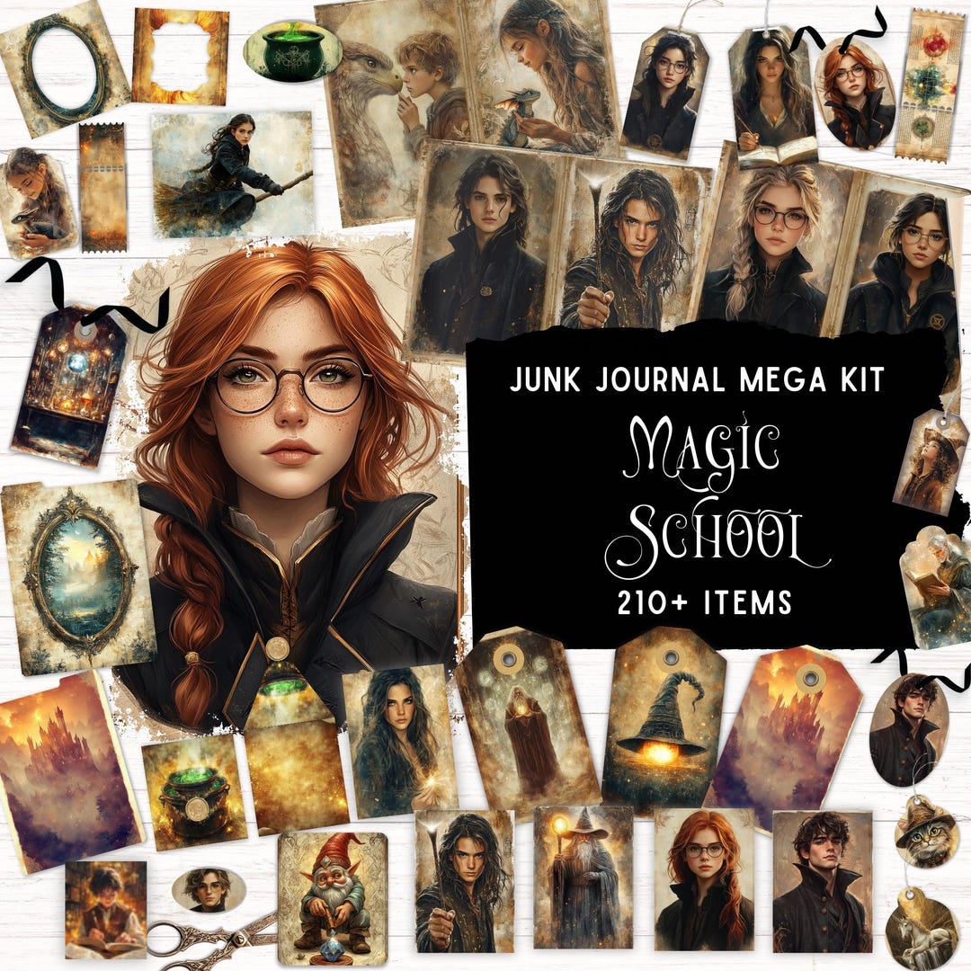 School of Magic Junk Journal Kit, Printable Folio, Fantasy Scrapbook ...