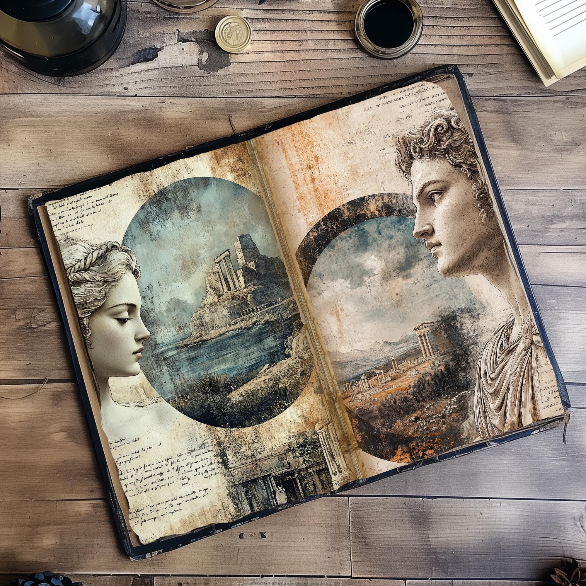 Ancient Greek Mythology Junk Journal Pages, Digital Collage Sheets ...