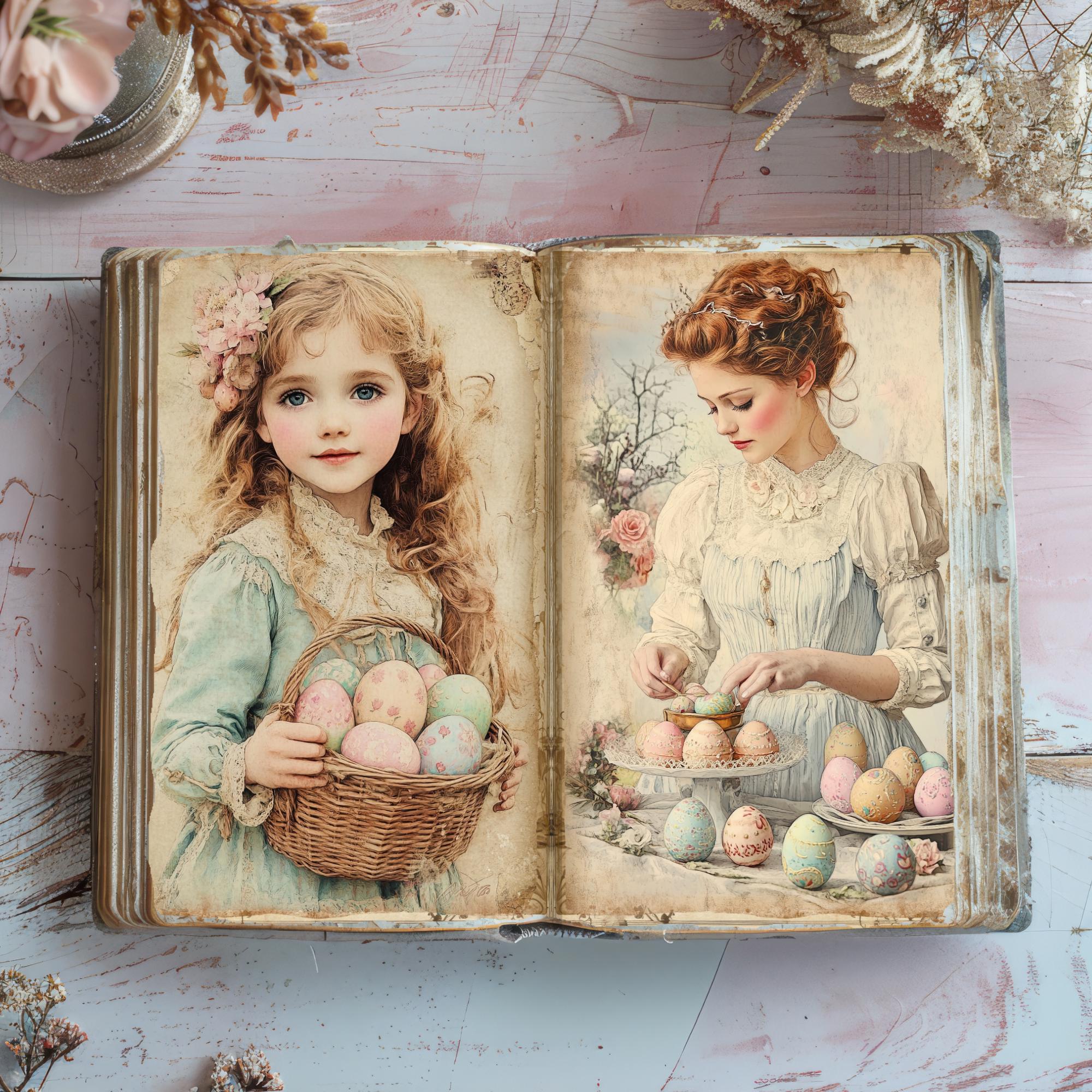 Vintage Easter Junk Journal Pages, Shabby Chic Ephemera, Printable ...