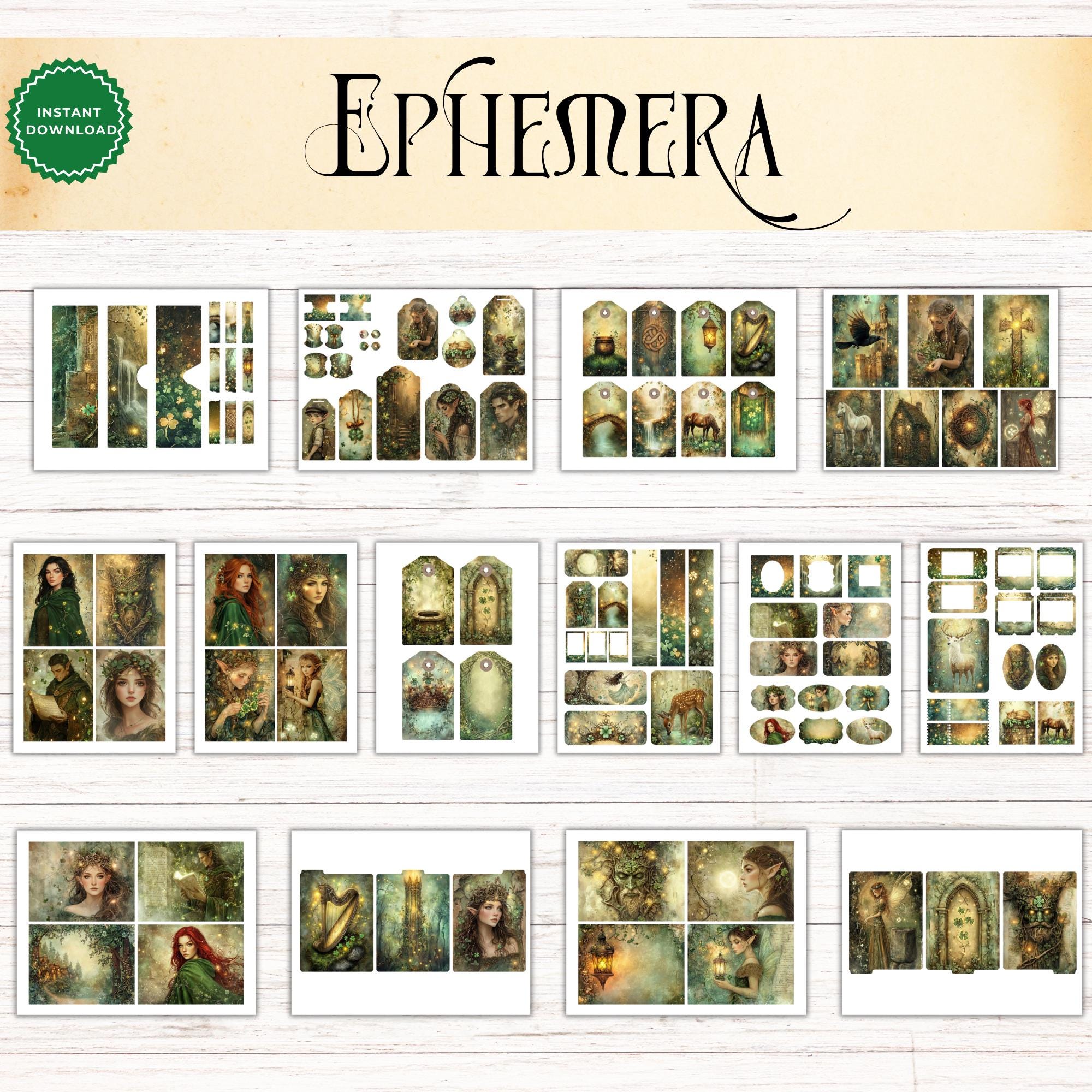 Enchanted Celtic Forest Junk Journal Ephemera Kit, Printable Digital ...