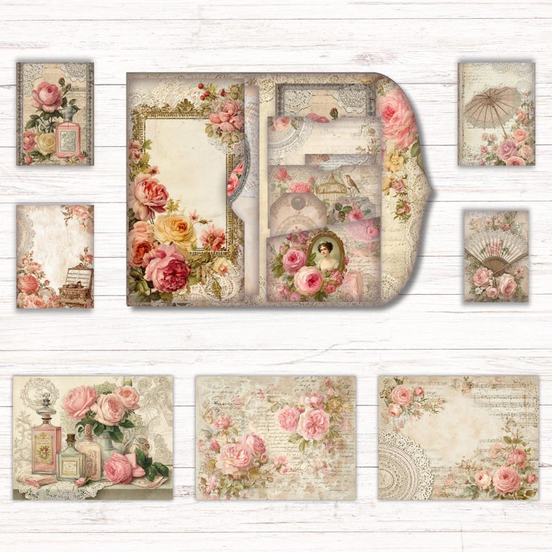 A Lady's Keepsakes Junk Journal Kit, Printable Folio Pocket, Vintage ...
