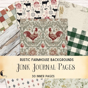 Rustic Farmhouse Junk Journal Filler Pages, Vintage Ephemera, Printable Digital Country Cottage Life Scrapbook Backgrounds, Craft Supplies
