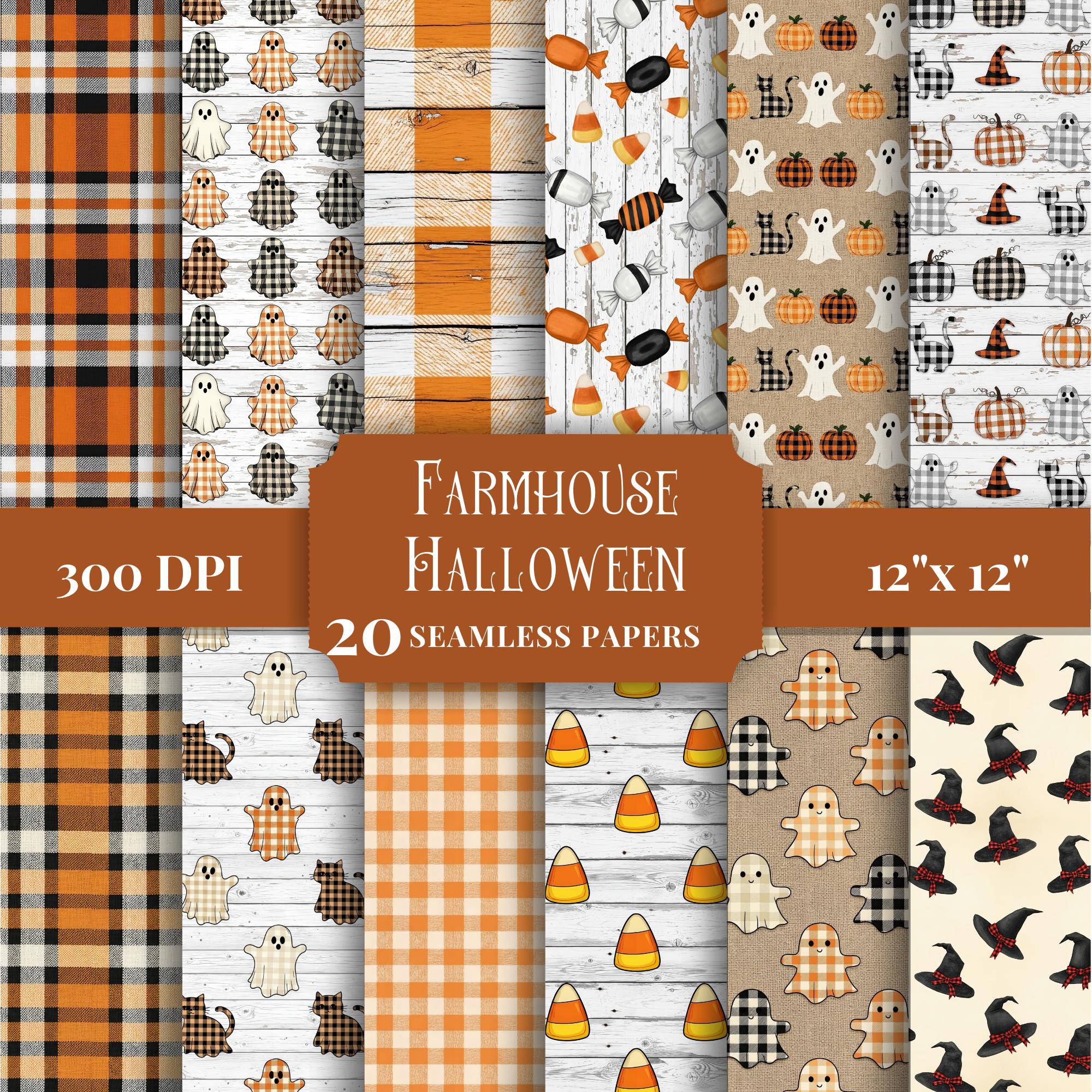 Seamless Farmhouse Halloween Digital Paper Pack, Spooky Patterns for ...