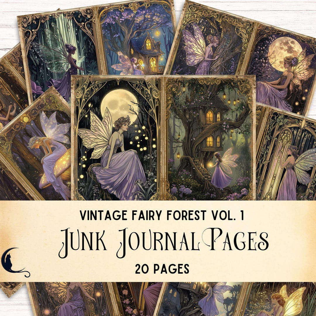 Vintage Fairy Forest Junk Journal, Art Nouveau Digital Paper Enchanted ...