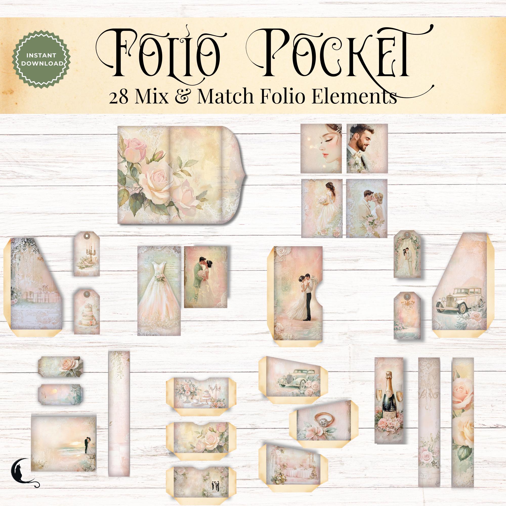 Pastel Romantic Wedding Junk Journal Folio Kit, Vintage Printable ...