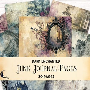 Dark Fairytale Junk Journal Kit, bedruckbare verzauberte Ephemera, digitale Gothic Fantasy Scrapbook Papier Hintergründe, DIY Bastelbedarf