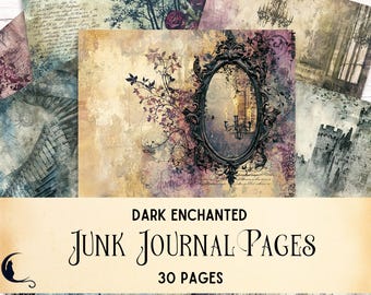 Kit de diario basura de cuento de hadas oscuro, efímeras encantadas imprimibles, fondos de papel para álbumes de recortes de fantasía gótica digital, materiales para manualidades DIY