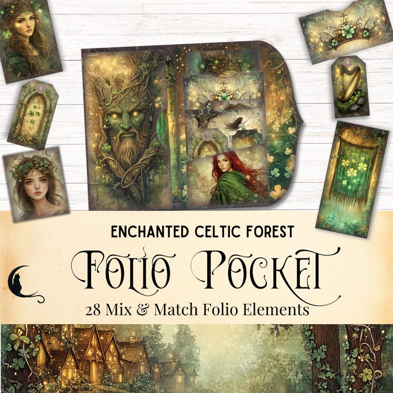 Enchanted Celtic Forest Junk Journal Folio Kit Printable Pocket ...